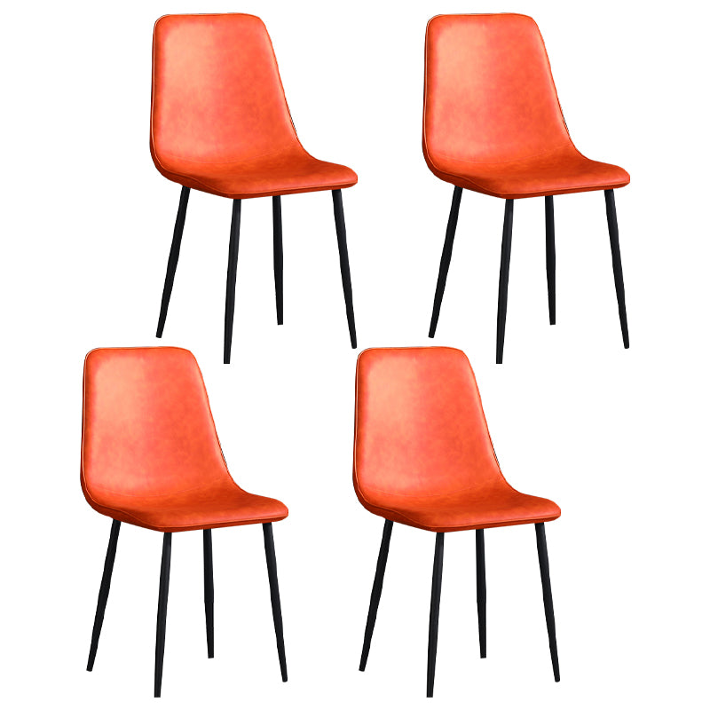 Contemporary Style Metal Chair Kitchen Dining Solid Back Dining Side Chairs