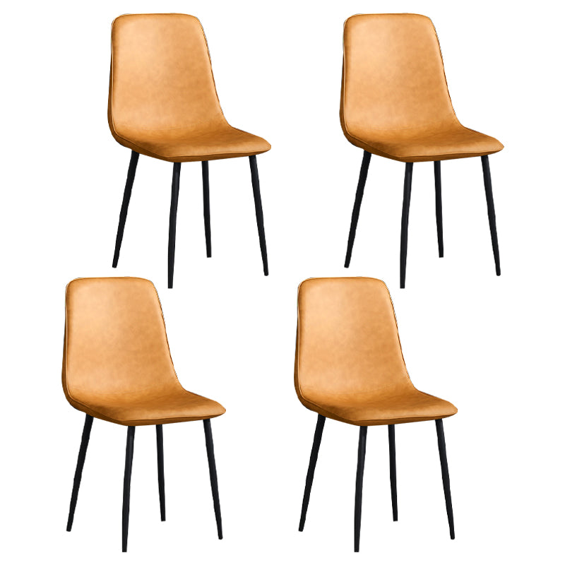 Contemporary Style Metal Chair Kitchen Dining Solid Back Dining Side Chairs