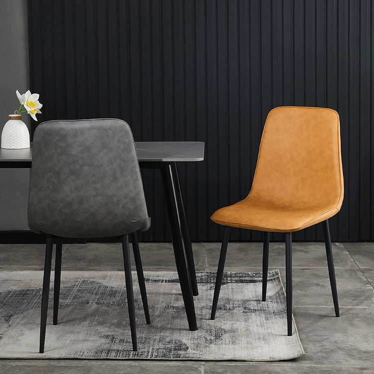 Contemporary Style Metal Chair Kitchen Dining Solid Back Dining Side Chairs