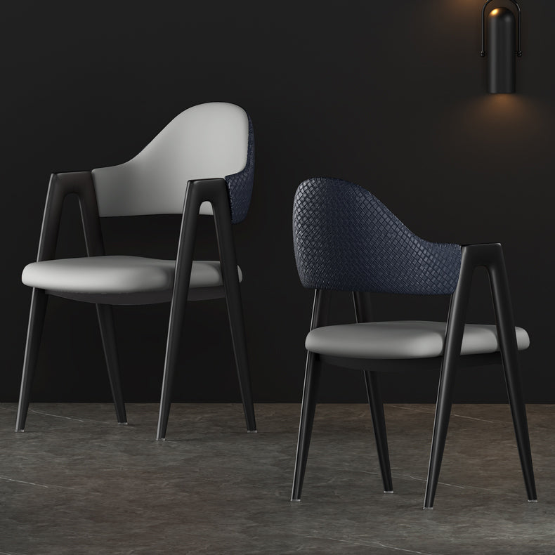 Contemporary Metal Dining Room Chairs Leather Open Back Dining Side Chair for Home Use