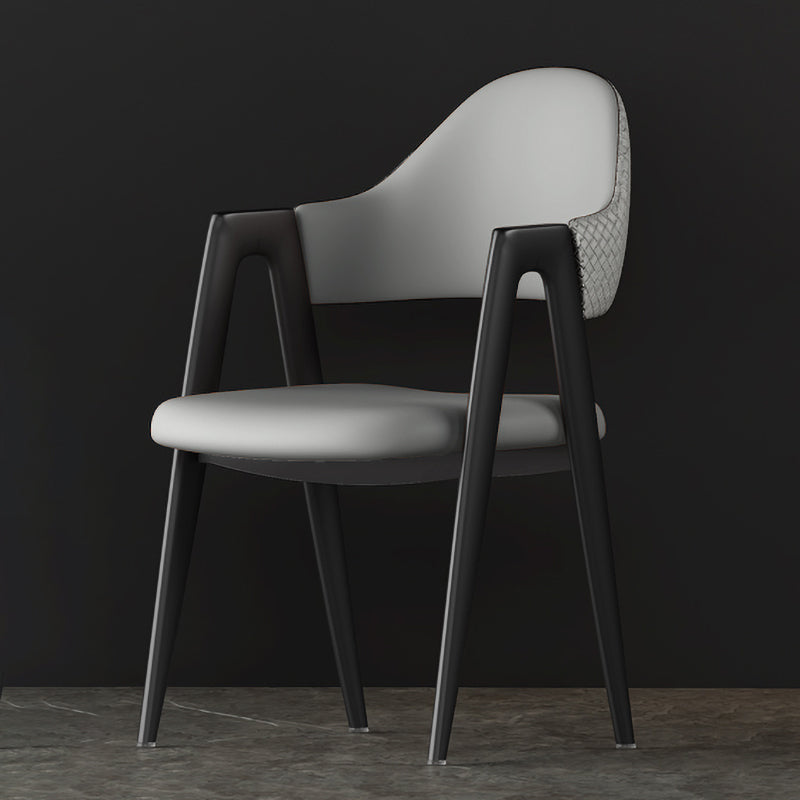 Contemporary Metal Dining Room Chairs Leather Open Back Dining Side Chair for Home Use