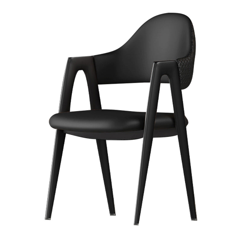 Contemporary Metal Dining Room Chairs Leather Open Back Dining Side Chair for Home Use