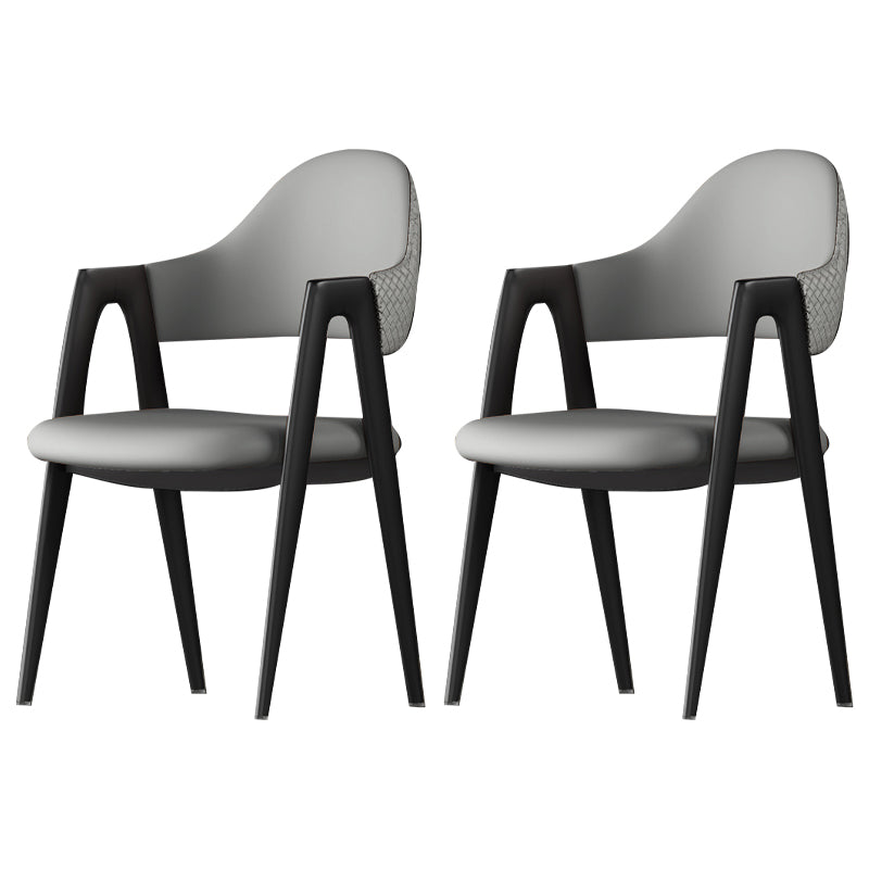 Contemporary Metal Dining Room Chairs Leather Open Back Dining Side Chair for Home Use