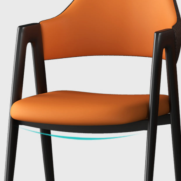 Contemporary Metal Dining Room Chairs Leather Open Back Dining Side Chair for Home Use