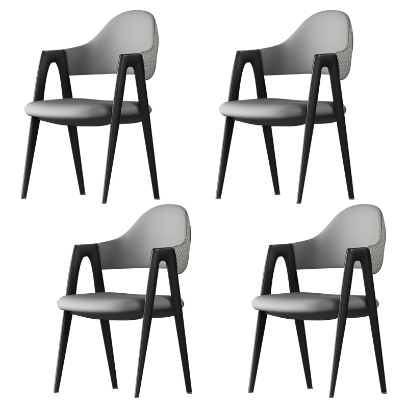 Contemporary Metal Dining Room Chairs Leather Open Back Dining Side Chair for Home Use