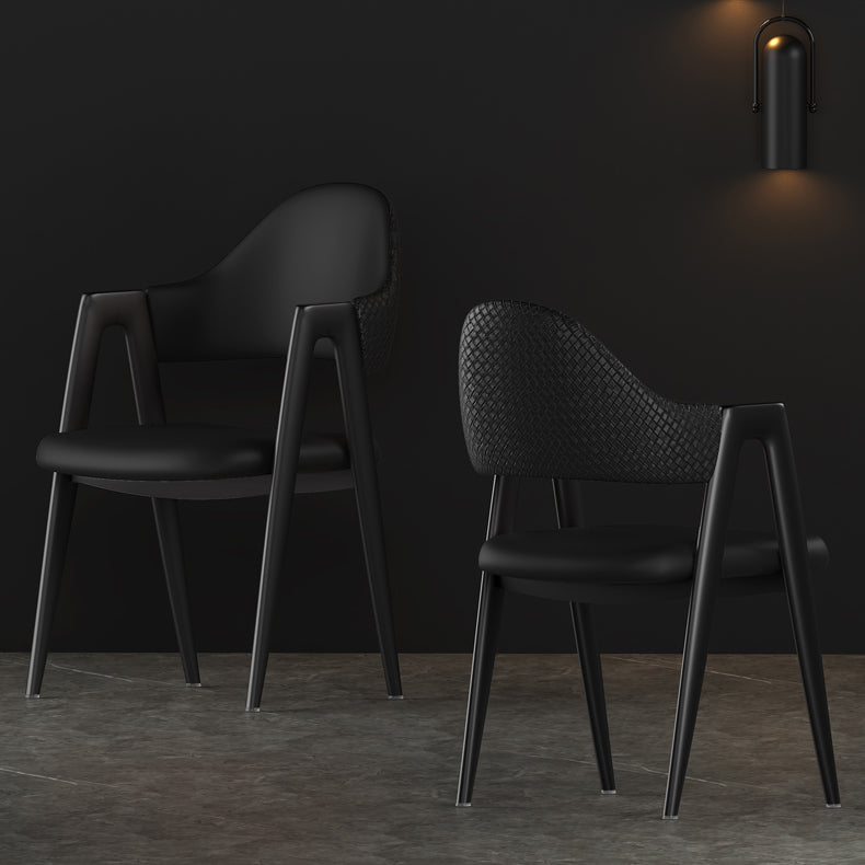 Contemporary Metal Dining Room Chairs Leather Open Back Dining Side Chair for Home Use