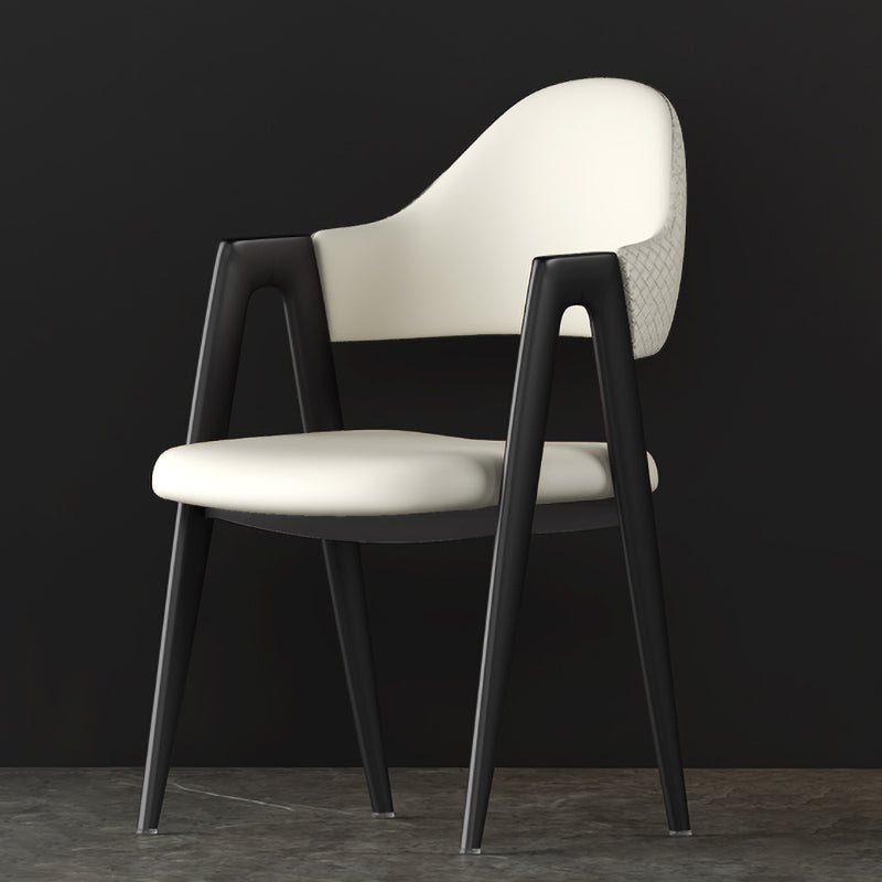 Contemporary Metal Dining Room Chairs Leather Open Back Dining Side Chair for Home Use