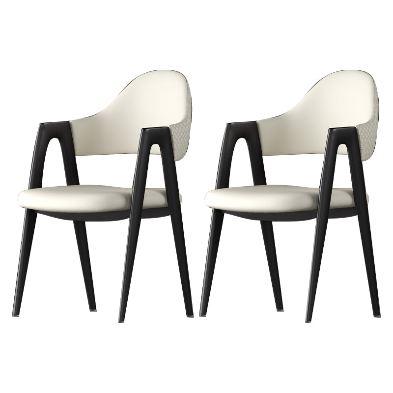 Contemporary Metal Dining Room Chairs Leather Open Back Dining Side Chair for Home Use