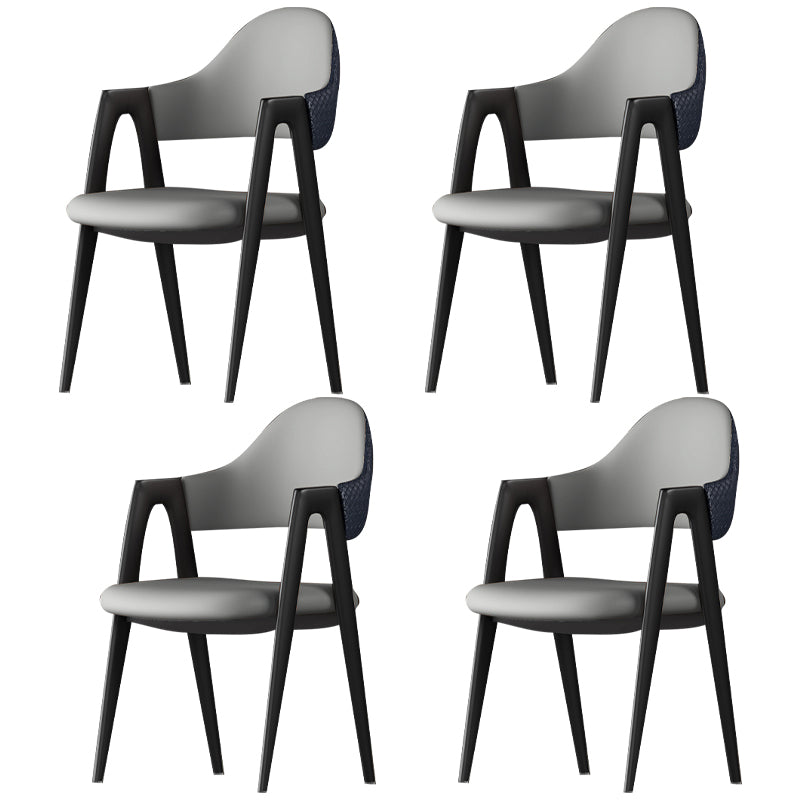 Contemporary Metal Dining Room Chairs Leather Open Back Dining Side Chair for Home Use
