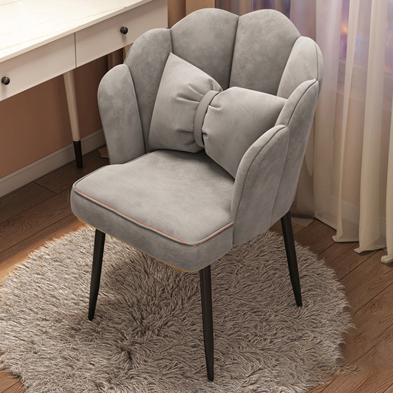 Contemporary Metal Side Chair Home Upholstered Arm Crown Top Back Chair