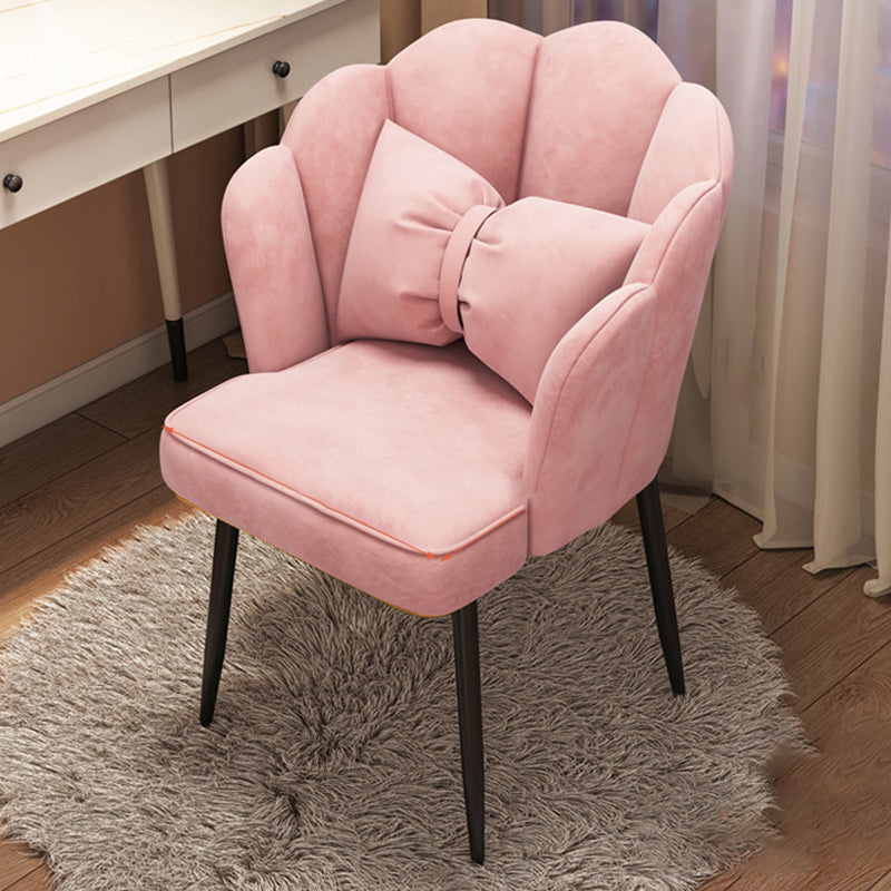 Contemporary Metal Side Chair Home Upholstered Arm Crown Top Back Chair
