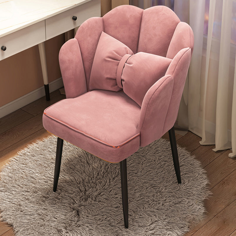 Contemporary Metal Side Chair Home Upholstered Arm Crown Top Back Chair