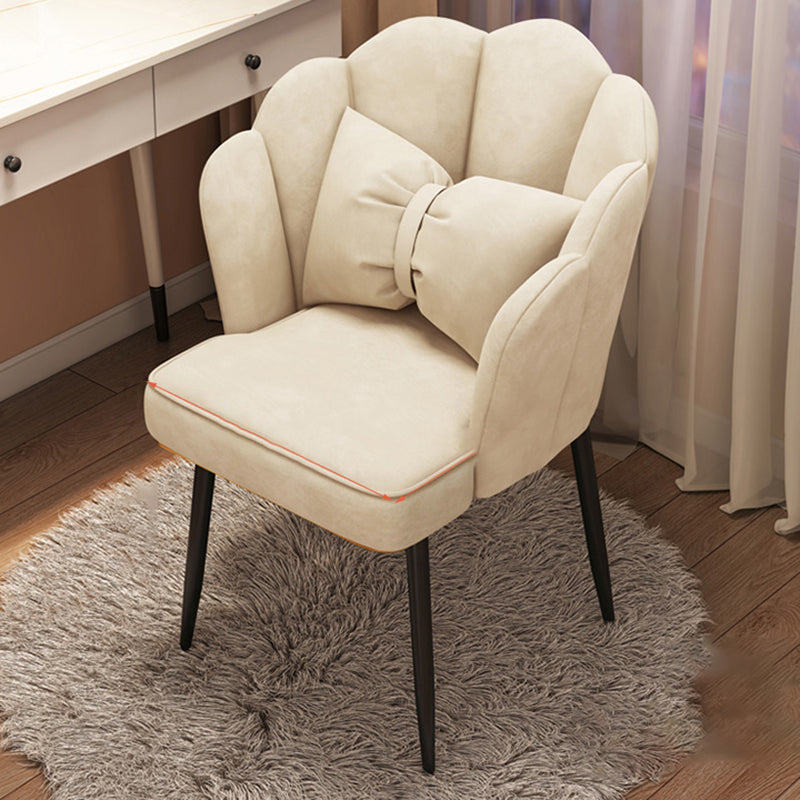 Contemporary Metal Side Chair Home Upholstered Arm Crown Top Back Chair