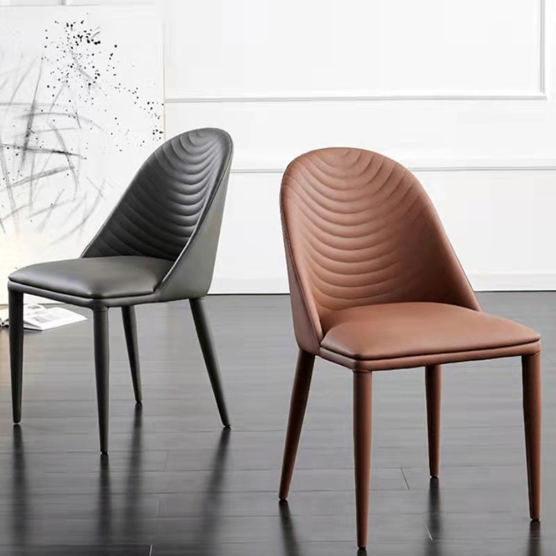 Contemporary Metal Dining Room Chairs Upholstered Armless Dining Chairs for Home Use