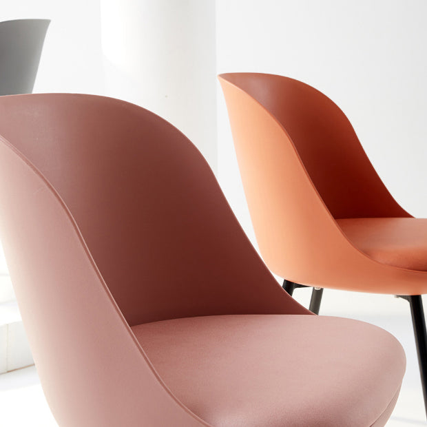 Leather Upholstered Armless Dining Chairs Solid Back Side Chairs with Metal Legs