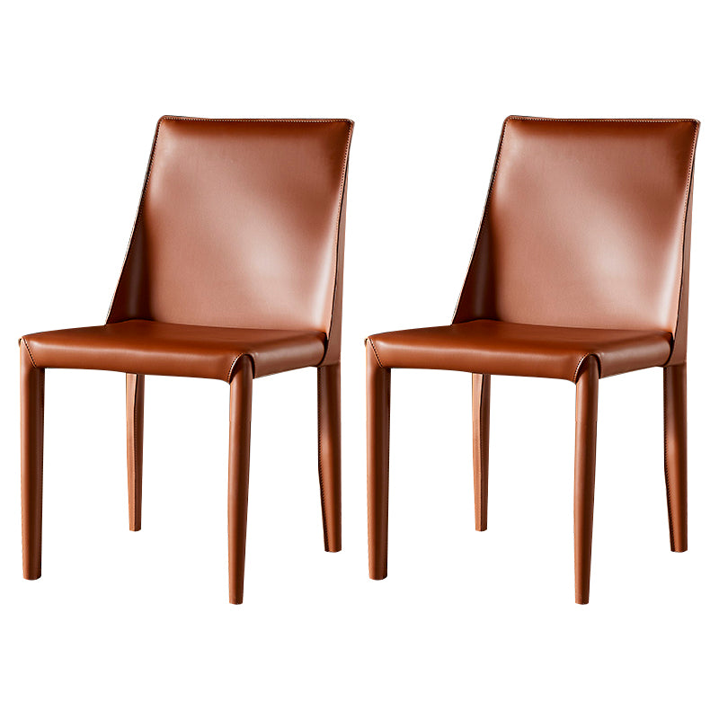 Chaise d'appoint en cuir de selle de restaurant de style design, finition mate, chaise de salle à manger Parsons
