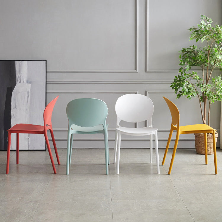 Scandinavian Armless Dining Chairs Plastic Indoor Stackable Open Back Side Chair