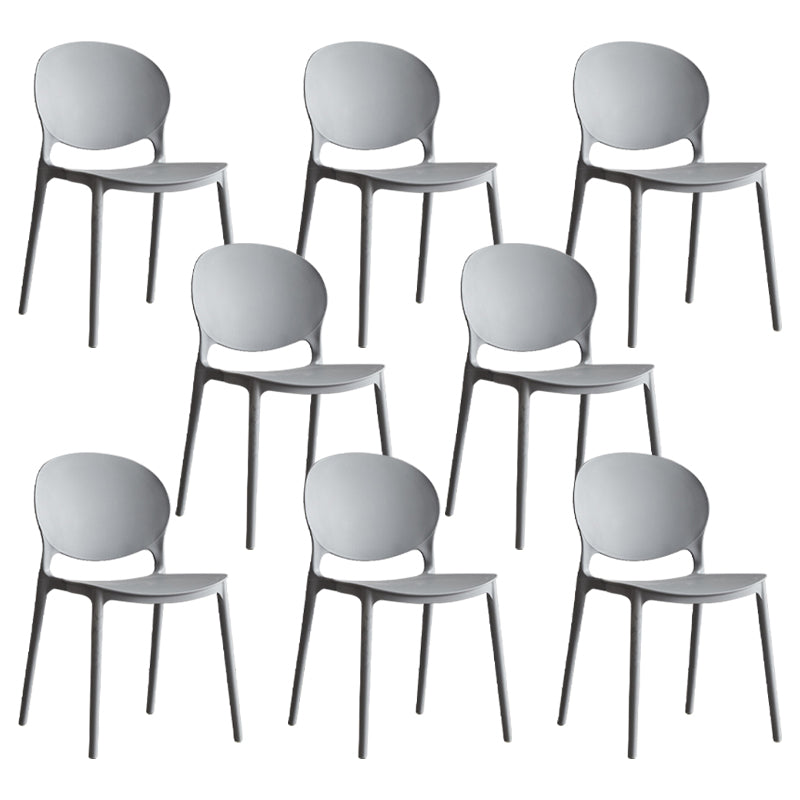 Scandinavian Armless Dining Chairs Plastic Indoor Stackable Open Back Side Chair