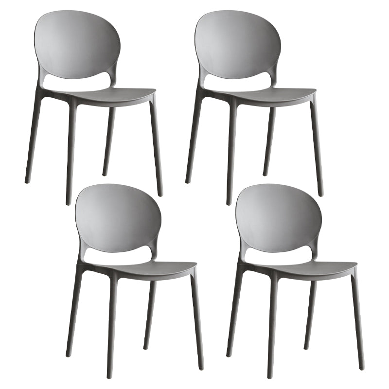 Scandinavian Armless Dining Chairs Plastic Indoor Stackable Open Back Side Chair