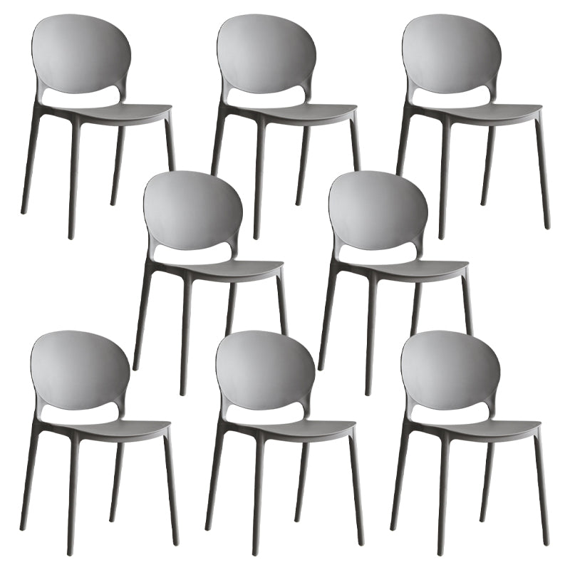 Scandinavian Armless Dining Chairs Plastic Indoor Stackable Open Back Side Chair