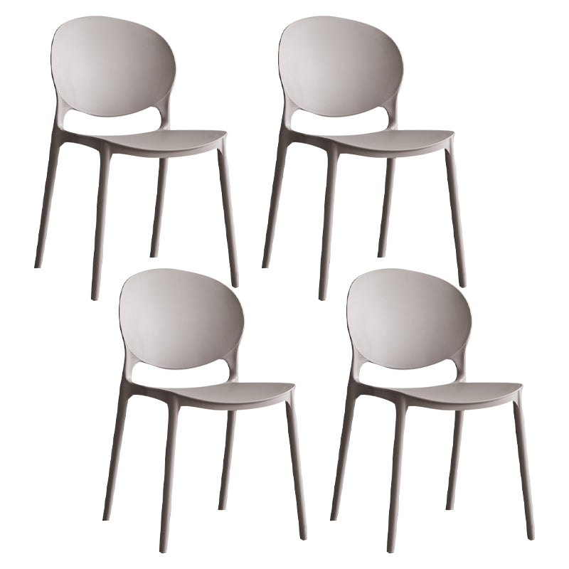 Scandinavian Armless Dining Chairs Plastic Indoor Stackable Open Back Side Chair