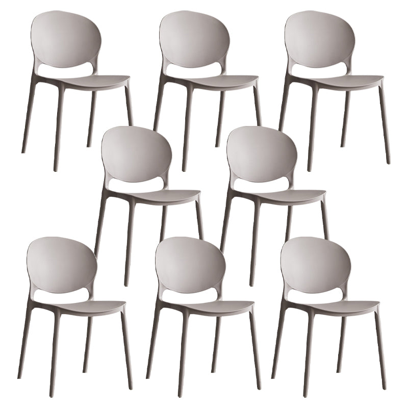 Scandinavian Armless Dining Chairs Plastic Indoor Stackable Open Back Side Chair