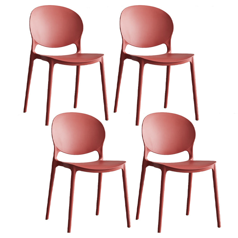 Scandinavian Armless Dining Chairs Plastic Indoor Stackable Open Back Side Chair
