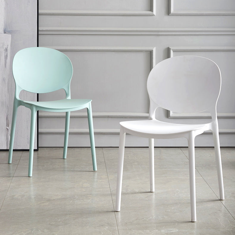 Scandinavian Armless Dining Chairs Plastic Indoor Stackable Open Back Side Chair