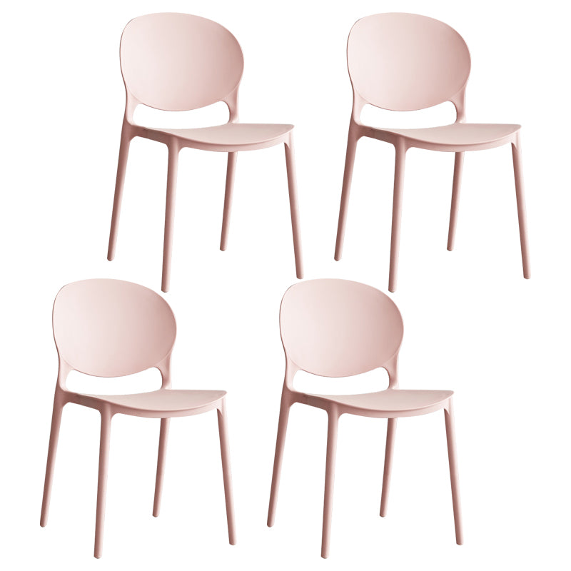 Scandinavian Armless Dining Chairs Plastic Indoor Stackable Open Back Side Chair