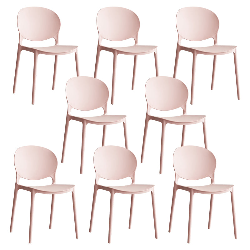 Scandinavian Armless Dining Chairs Plastic Indoor Stackable Open Back Side Chair