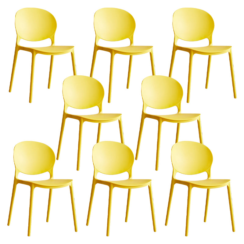 Scandinavian Armless Dining Chairs Plastic Indoor Stackable Open Back Side Chair