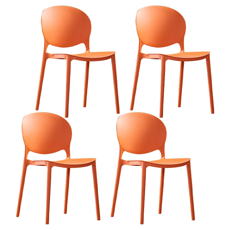 Chaises de salle à manger sans bras scandinaves, chaise latérale à dossier ouvert empilable d'intérieur en plastique