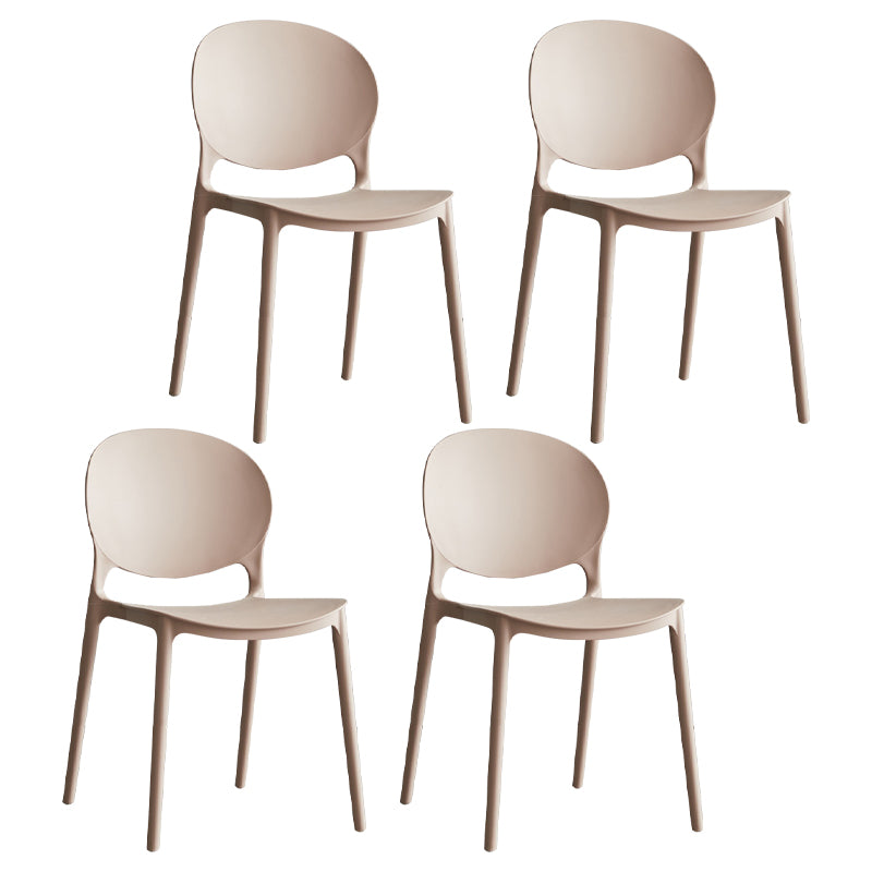 Chaises de salle à manger sans bras scandinaves, chaise latérale à dossier ouvert empilable d'intérieur en plastique
