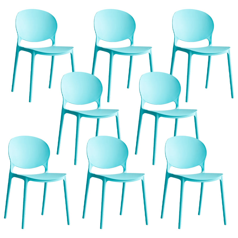 Scandinavian Armless Dining Chairs Plastic Indoor Stackable Open Back Side Chair