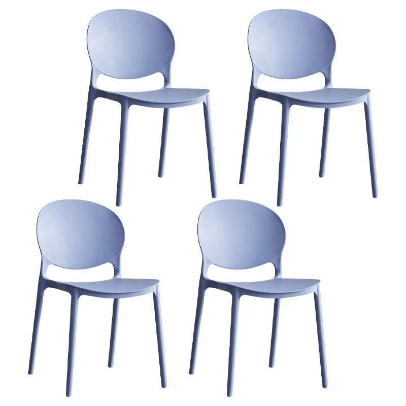 Scandinavian Armless Dining Chairs Plastic Indoor Stackable Open Back Side Chair