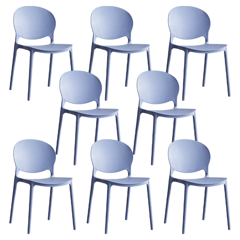 Scandinavian Armless Dining Chairs Plastic Indoor Stackable Open Back Side Chair