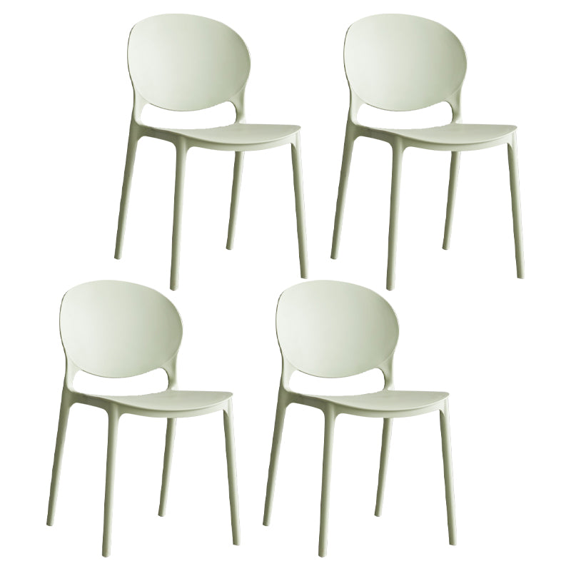 Scandinavian Armless Dining Chairs Plastic Indoor Stackable Open Back Side Chair