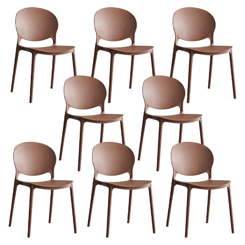 Scandinavian Armless Dining Chairs Plastic Indoor Stackable Open Back Side Chair