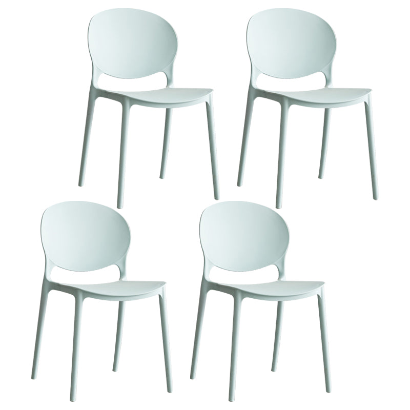 Chaises de salle à manger sans bras scandinaves, chaise latérale à dossier ouvert empilable d'intérieur en plastique