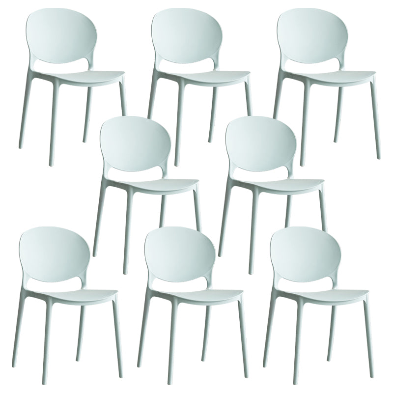 Scandinavian Armless Dining Chairs Plastic Indoor Stackable Open Back Side Chair