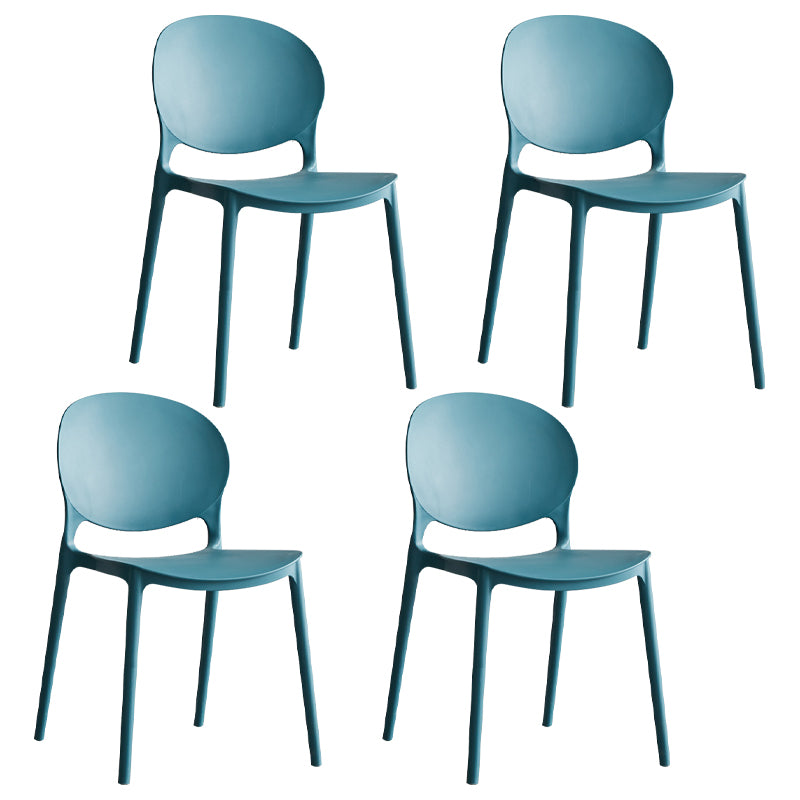 Scandinavian Armless Dining Chairs Plastic Indoor Stackable Open Back Side Chair