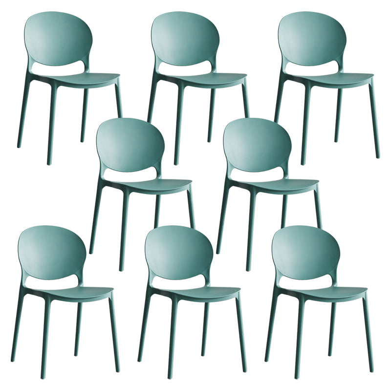 Scandinavian Armless Dining Chairs Plastic Indoor Stackable Open Back Side Chair