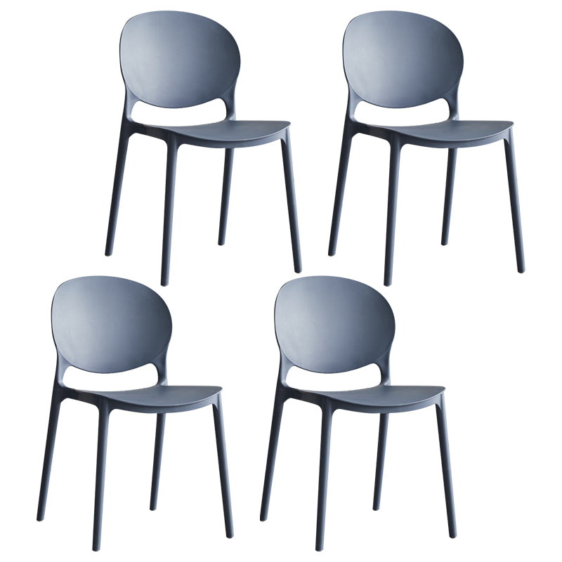 Chaises de salle à manger sans bras scandinaves, chaise latérale à dossier ouvert empilable d'intérieur en plastique