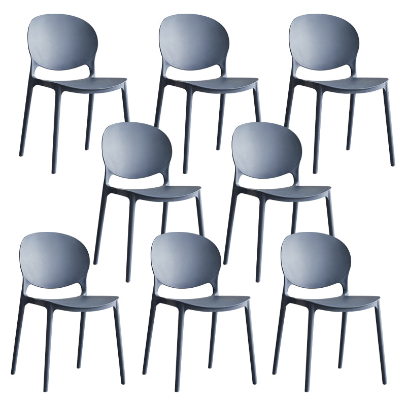 Scandinavian Armless Dining Chairs Plastic Indoor Stackable Open Back Side Chair