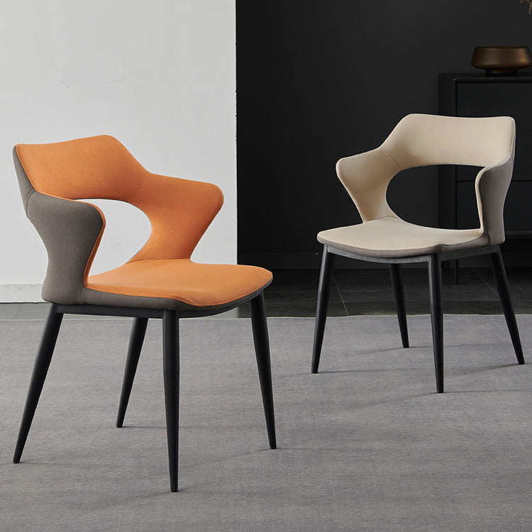 Contemporary Metal Dining Room Chairs Linen Fabric Dining Chair for Home Use