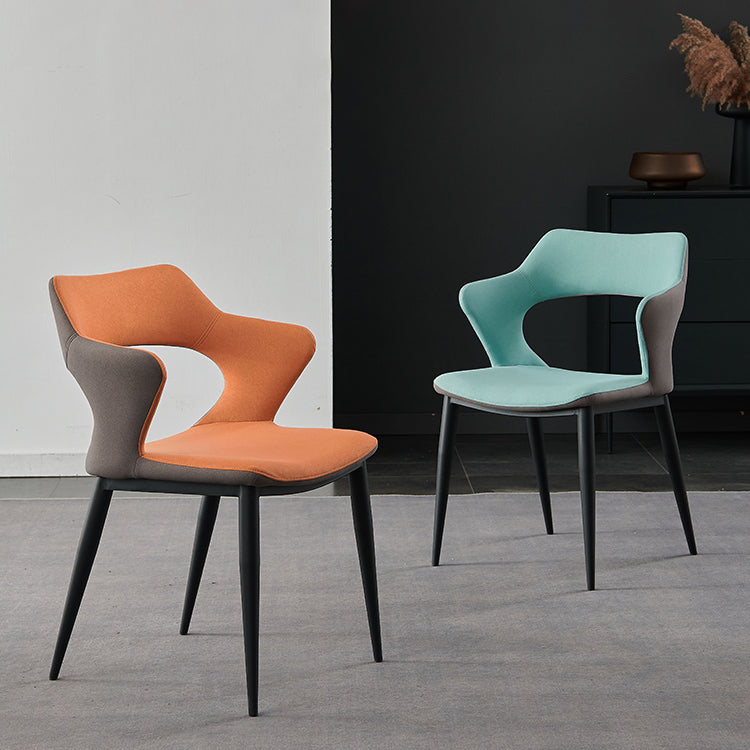 Contemporary Metal Dining Room Chairs Linen Fabric Dining Chair for Home Use