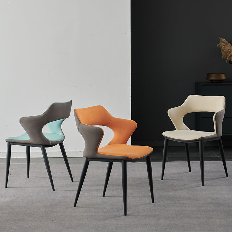 Contemporary Metal Dining Room Chairs Linen Fabric Dining Chair for Home Use