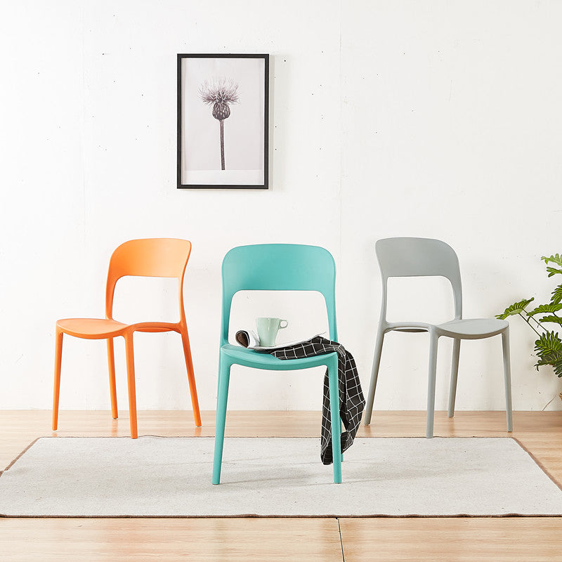 Scandinavian Armless Dining Chairs Plastic Indoor Open Back Side Chair