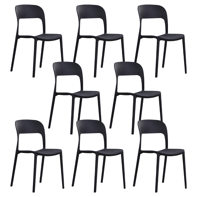 Scandinavian Armless Dining Chairs Plastic Indoor Open Back Side Chair
