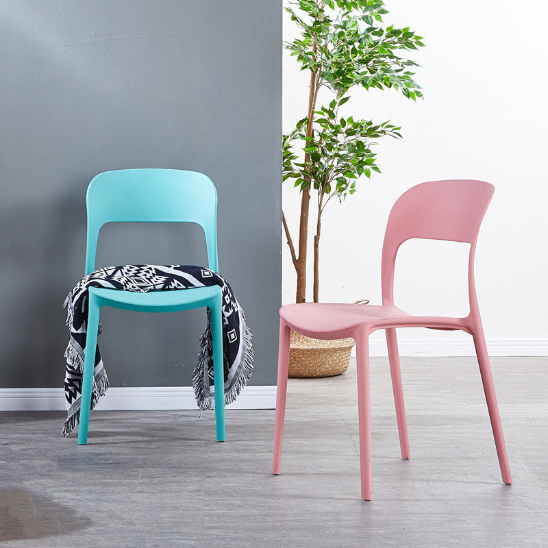 Scandinavian Armless Dining Chairs Plastic Indoor Open Back Side Chair